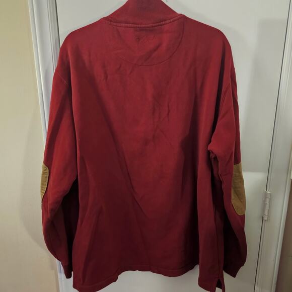 Men's Woolrich 1/4 Zip Burgundy Elbow Patch Pullover Sweatshirt Sz XL Utility - Picture 7 of 7